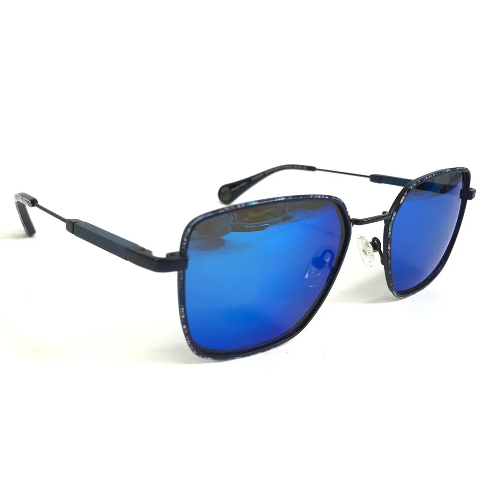 Robert Graham Sunglasses LLOYD NAV Navy Square Frames with Mirrored Blue Lenses